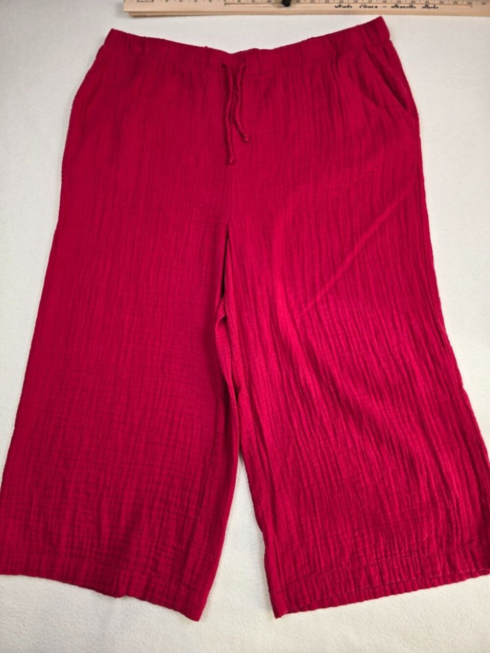 Westbound XL Wide Leg Dark Pink 100% Cotton Elastic Waist Drawstring Pants